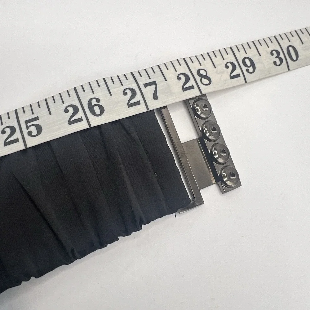 Black Ruched Elastic Waist Fashion Belt 28-40 Inches Interlocking Buckle